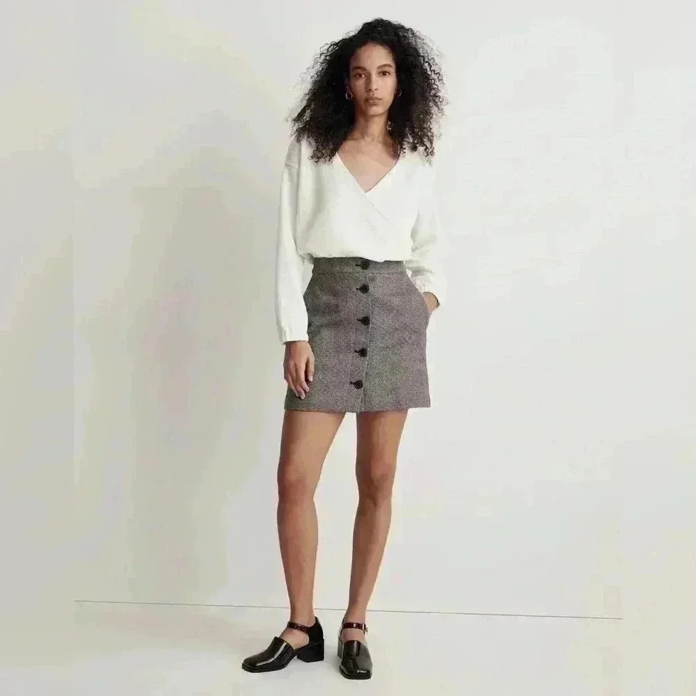 MADEWELL Texture & Thread Women’s Small Plus Ottoman Cream White Knit Wrap Top